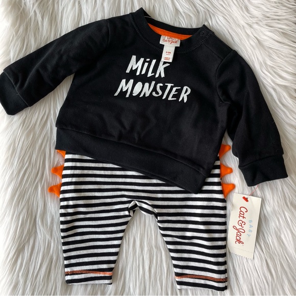 Cat & Jack Other - Baby Boys' 'Milk Monster' French Terry Top & Bottom Set - Cat & Jack